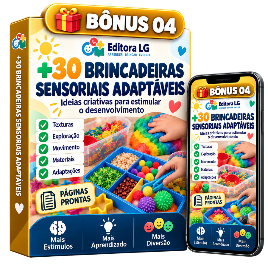 Mockup Bônus 4 — +30 Brincadeiras Sensoriais Adaptáveis